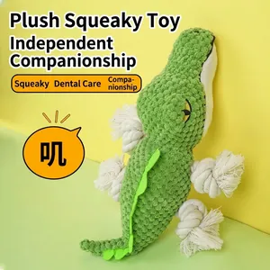 Quietschendes Plüsch Haustierspielzeug Krokodil Dinosaurier Form Bissfestes Baumwollseil Maisvlies Kauspielzeug Für Kleine Mittlere Hunde