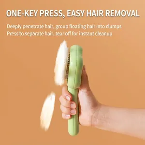 Brosse autonettoyante pour chat en forme de fleur avec peigne à aiguilles en inox