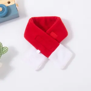 Weicher roter Weihnachts-Haustierschal mit weißem Plüschbesatz und Klettverschluss