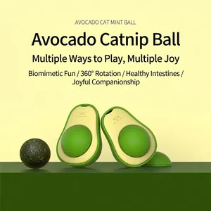Avocado Catnip Ball Toy Rotatable Cat Wall Lick Toy Natural Catnip Ball Teeth Cleaning Oral Health Digestion Boredom Relief Pet Cat Toy