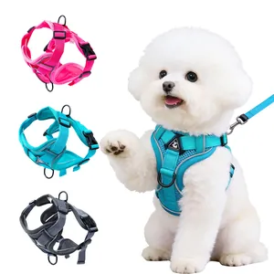 Verstellbares Reflektierendes Atmungsaktives Mesh-Westengeschirr Für Kleine Mittlere Hunde Katzen Ausbruchsicher Weich Gepolstert Gehleine Polyester Hundegeschirr