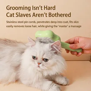 Jolie brosse chat verte en forme de baguette magique avec picots en acier inox