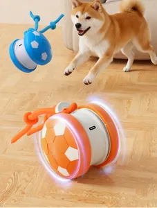 Interactive smart pet rolling ball toy with football pattern design and USB charging port