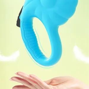 Detail view of lightweight blue retractable dog leash handle with ergonomic grip