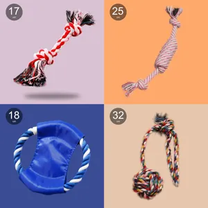 Assorted durable cotton rope dog chew toys in various lengths for dental health and play