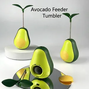 Avocado Shaped Cat Tumbler Toy With Rotating Catnip Ball And Slow Feeder Interactive Teaser Stick Toy For Indoor Cats Self-Entertaining