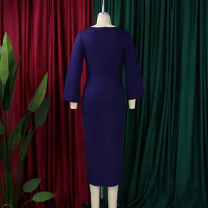 Robe midi moulante violette à manches longues avec vue arrière et détail zippé
