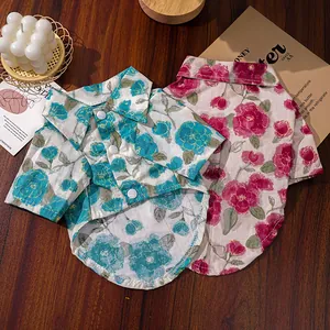 Camisas florales para mascotas de estilo coreano para perros pequeños y gatos