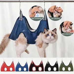Hamac de Toilettage pour Animaux de Compagnie Chiens Chats Coupe Ongles Nettoyage Harnais de Contention Maille Respirante