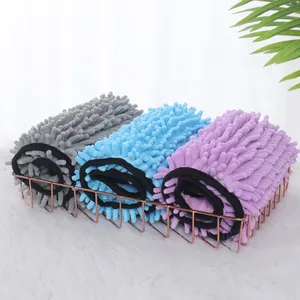 Guantes de toalla de chenilla ultra absorbentes para secar perros y gatos en 3 tonos