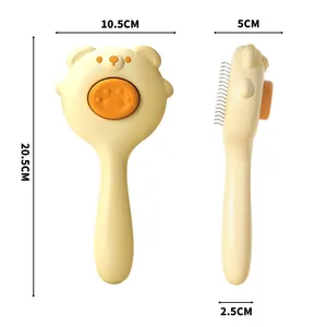 Cute professional cartoon bear-shaped pet grooming brush for cats with cm markings