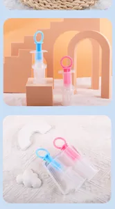Lot de deux seringues pour médicaments animaux en rose et bleu avec graduations.