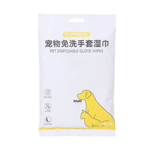 Gants de nettoyage jetables pour chats et chiens, lot de 6 lingettes sans alcool