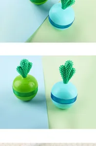 Green and blue cactus tumbler puzzle toys for dogs' slow feeding detail view