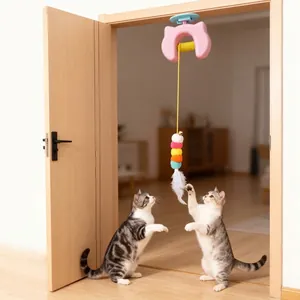 Automatisches Elektrisches Hebe-Yo-Yo Katzenspielzeug Türbehang Interaktiver Katzenstab Mit Federn Glocken USB Wiederaufladbar Haustierbedarf