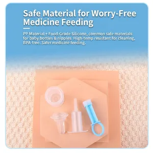 BPA-free pet medicine feeder syringe with silicone nipple and measuring cup set