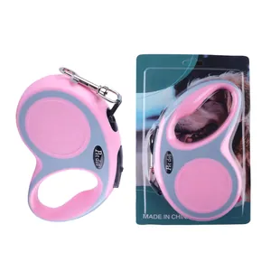 5M automatic retractable pink dog leash with retail packaging for small medium dogs