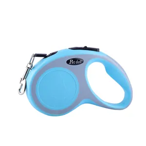 Professional blue 5M retractable dog leash with ergonomic handle and heavy duty metal clip
