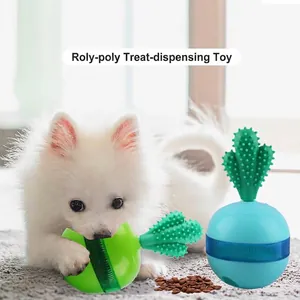 Cactus Shape Pet Tumbler Toy Slow Feeder Dispensing Toy For Dogs Cats Interactive Intelligence Training Teeth Cleaning Toy
