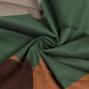 Close-up of camouflage print fabric showing detailed texture and drape