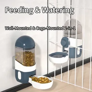 Ensemble distributeur automatique de nourriture et d'eau suspendu pour mur ou cage