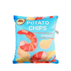 Divertido juguete de peluche para perros con forma de bolsa de patatas fritas con gambas