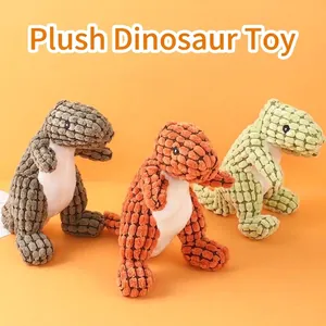 Dinosaur Plush Squeaky Pet Toy For Small Medium Dogs Cats Corn Velvet Teething Chew Toy Funny Animal Shape Molar Toy