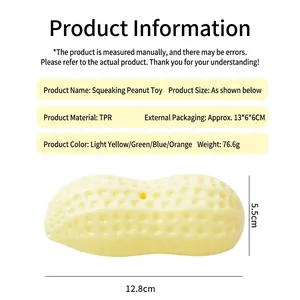 Squeaky peanut-shaped dog toy made of durable TPR material for pet chewing and playing