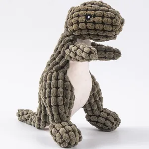 Durable plush squeaky dinosaur dog toy with corn kernel texture for pet teething