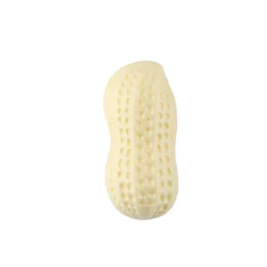 Realistic peanut shaped squeaky dog toy made of durable milk-scented rubber material