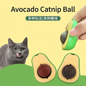 Natural Avocado Catnip Ball Toy for Cats Teeth Cleaning Edible Gall Fruit Silvervine Lollipop Pet Grinding Chew Toy