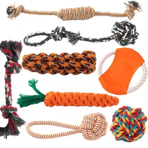 Jouets à Mâcher en Corde de Coton Durables pour Chiens Masticateurs Agressifs Nœud Tressé Interactif Balle Disque Volant Dentaire