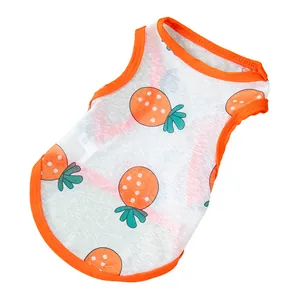 Gilet per cani in rete bianca traspirante con stampa di frutta arancione