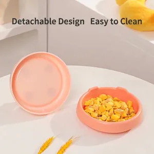 Pink macaron pig nose pet bowl with split design for easy cleaning
