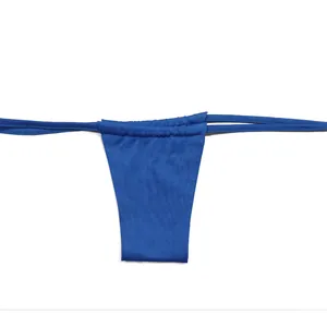 Detailed macro view of the royal blue bikini bottom fabric and durable stitching