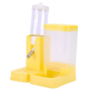 2-in-1 automatic pet feeder and waterer for hamsters and small animals in yellow