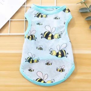 Atmungsaktive hellblaue Hunde-Sonnenschutzweste mit niedlichem Cartoon-Bienenmuster für Haustiere
