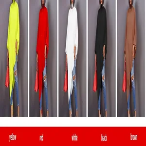 Close-up view of the chiffon asymmetrical oversized dress showing various color options