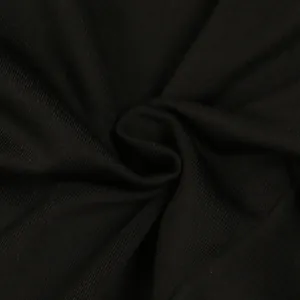 Close-up detail of black ribbed fabric showing texture and soft folds