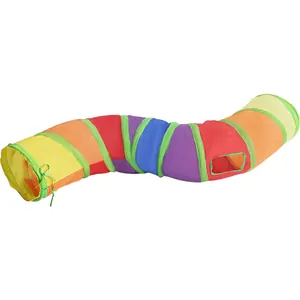 Rainbow S-shaped foldable cat tunnel toy for indoor pets interactive self-play exercise