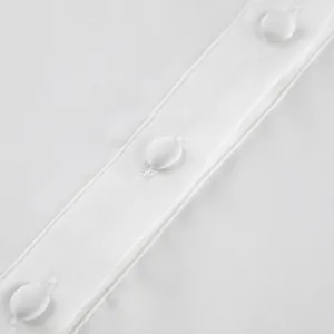 Exquisite macro detail of elegant fabric-covered buttons on luxury white satin blouse