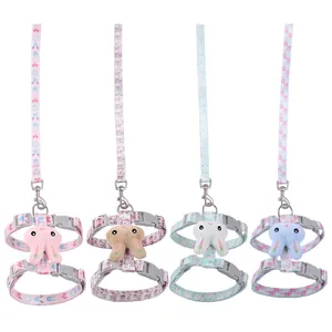 Adjustable H-shaped cat harness and leash set with cute plush rabbit design for kittens