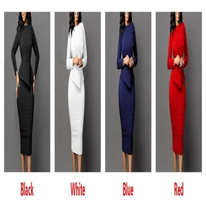 Quatre options de couleur pour cet ensemble élégant haut à basque et jupe crayon