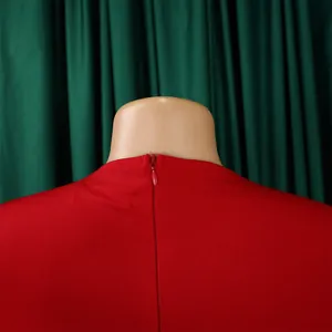 Détail de la fermeture éclair invisible au dos d'une robe crayon rouge élégante