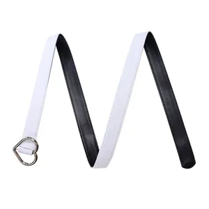 Ceinture réversible noire et blanche à la mode avec boucle en métal en forme de cœur