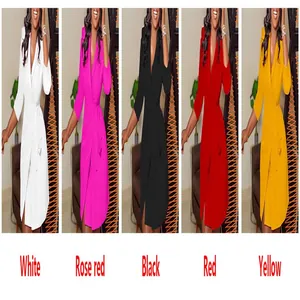 Élégante robe plissée grande taille avec col tailleur et ceinture en cinq coloris