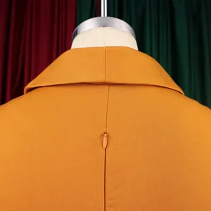 Close-up of the orange dress back view detailing the collar and hidden zipper mechanism