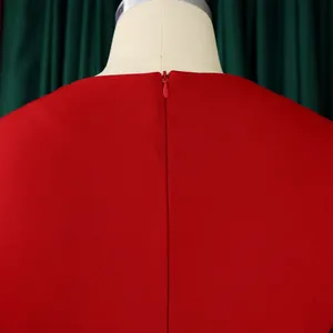 Detailed back view of a red dress showing a seamless matching invisible zipper closure.