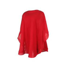 Vestido capa de gasa roja holgado con elegante caída y tejido ligero y vaporoso