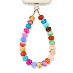 Boheemse Kleurrijke Acryl Hars Kralen Telefoonketting Dopamine Kleur Tas Charm Sleutelhanger Vrouwen Mode Telefoon Lanyard Strap